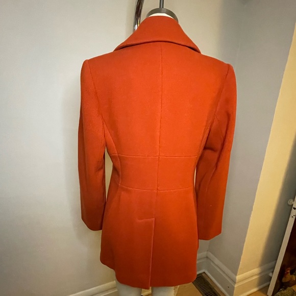 SOLD EUC Talbots Tailored Orange Wool Double Breasted Peacoat, women’s size 8 - Picture 4 of 8